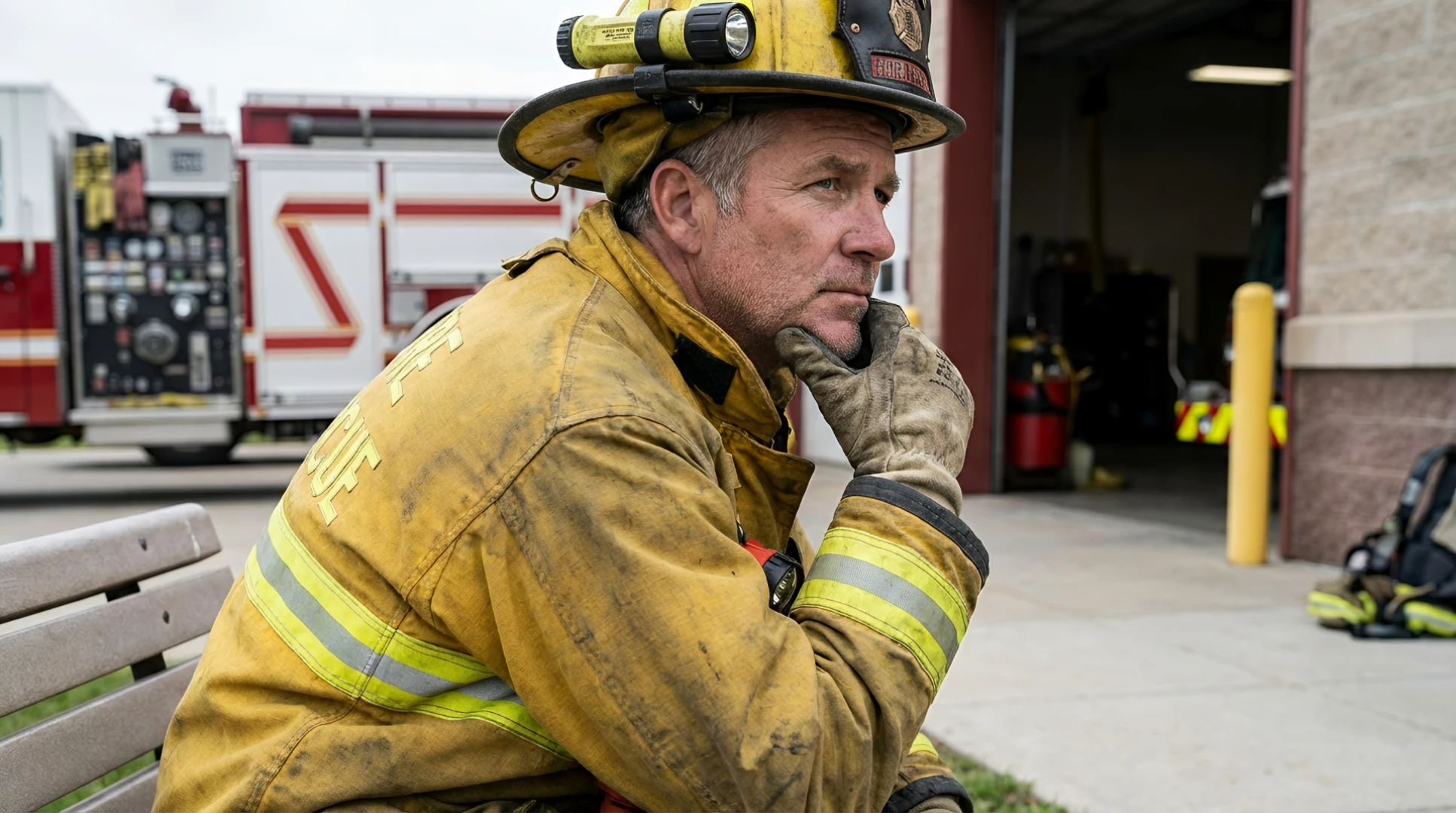 Veteran Firefighter Stares Into Distance, Contemplates 30 Years of "Character Building"