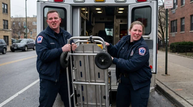 Stretcher Wheel Jams at Worst Possible Moment, Shocking No One