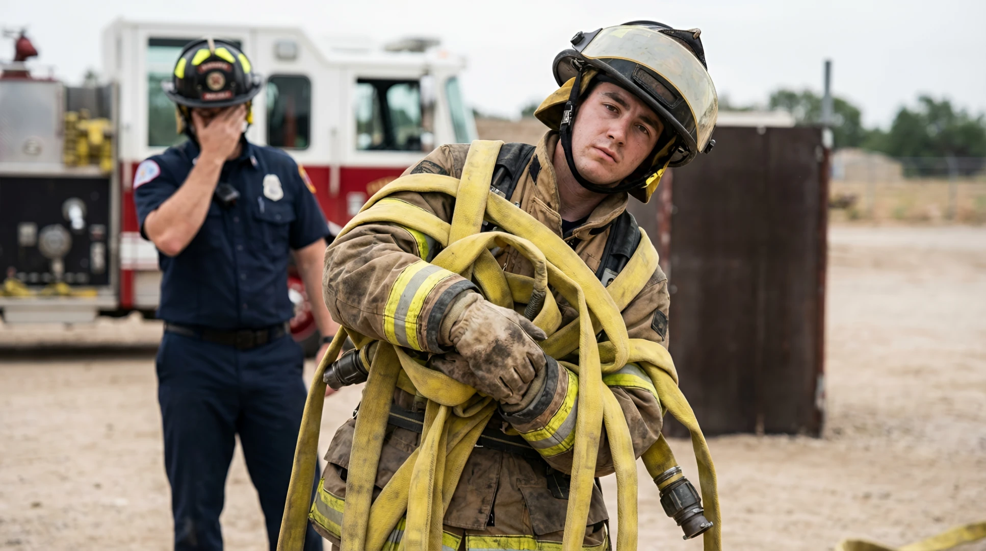 Probie Sets New Department Record for Hose Entanglement