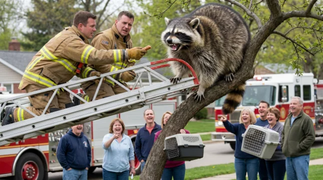 Firefighters Respond to "Vicious Animal" Call, Find Very Angry Raccoon