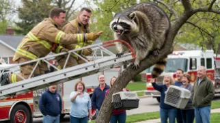 Firefighters Respond to "Vicious Animal" Call, Find Very Angry Raccoon